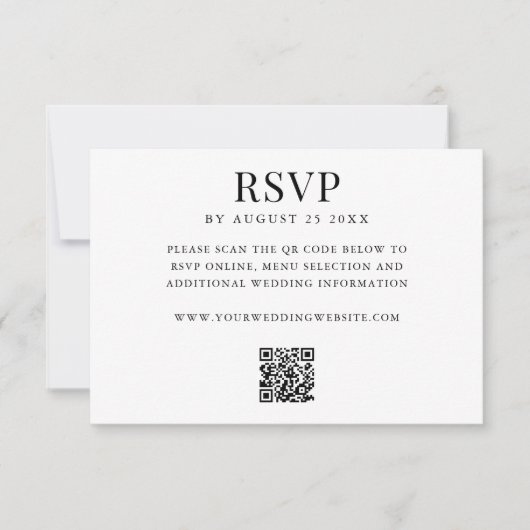 Simple Modern QR Code Wedding 出欠カード (正面)