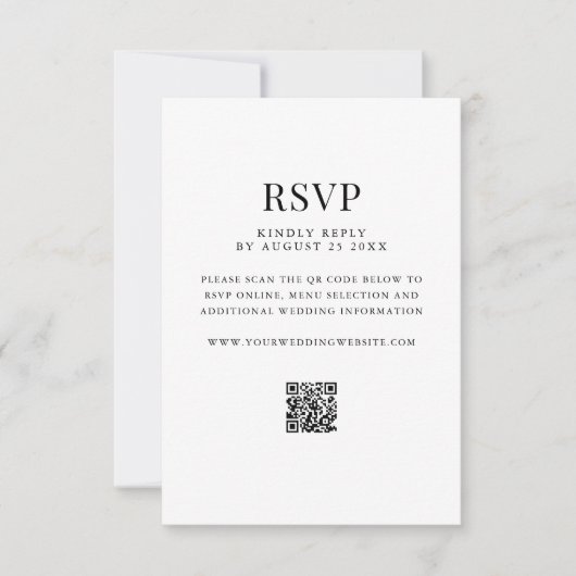 Simple Modern QR Code Wedding 出欠カード (正面)