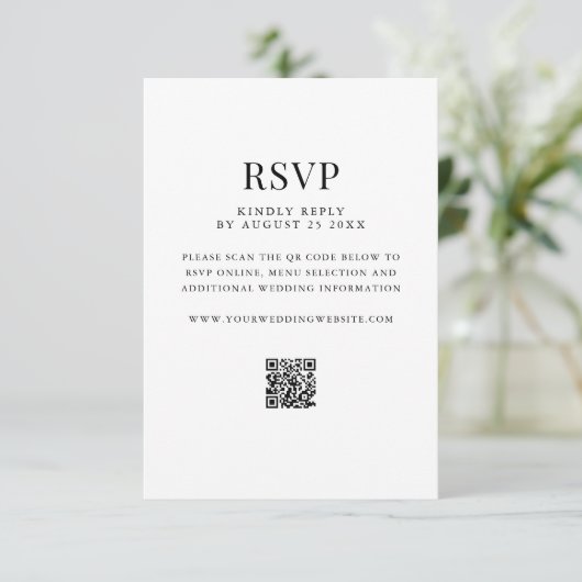 Simple Modern QR Code Wedding 出欠カード (スタンド正面)