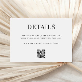 Simple Modern QR Code Wedding Details エンクロージャーカード