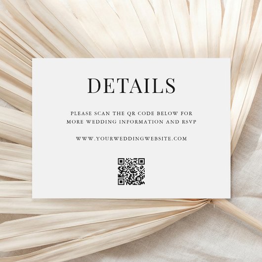 Simple Modern QR Code Wedding Details エンクロージャーカード