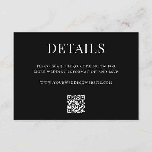 Simple Modern QR Code Wedding Details エンクロージャーカード (正面)