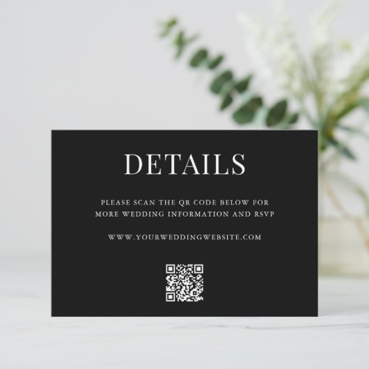 Simple Modern QR Code Wedding Details エンクロージャーカード (スタンド正面)