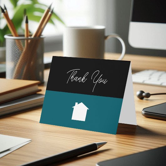 Simple Modern Realtor Construction Thank You Cards サンキューカード