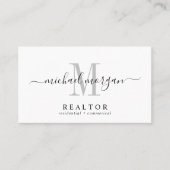 Simple Modern Realtor Script Monogram 名刺 (正面)