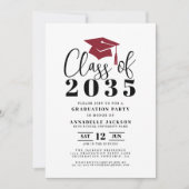 Simple Modern Red Graduation Party 招待状 (正面)