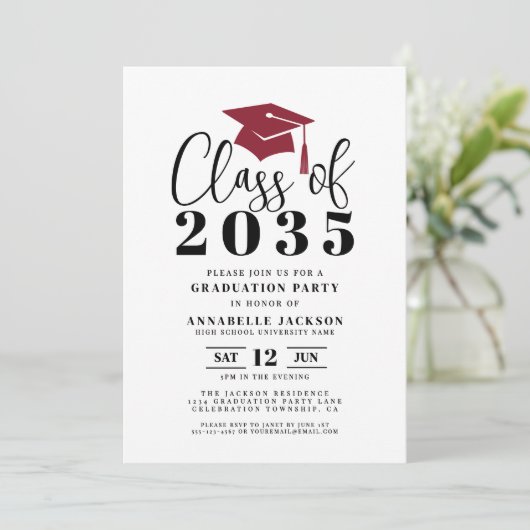 Simple Modern Red Graduation Party 招待状 (スタンド正面)