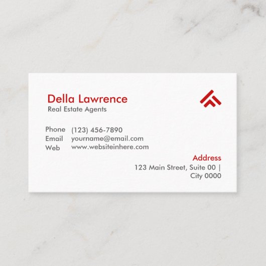 Simple Modern Red Real Estate Agent Realtors  名刺 (正面)