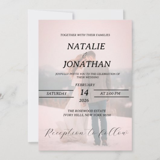 Simple Modern Red winter Wedding Invitation card 招待状 (裏面)