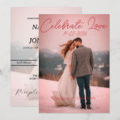 Simple Modern Red winter Wedding Invitation card 招待状 (正面/裏面)