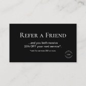 Simple Modern Refer a Friend Custom black ロイヤリティカード (正面)