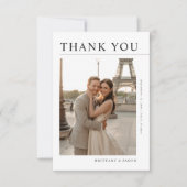 Simple Modern Romantic Destination Photo Wedding サンキューカード (正面)