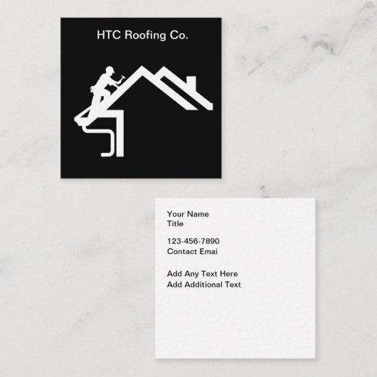 Simple Modern Roofing Services Business Card スクエア名刺 (正面/裏面)