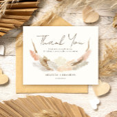 Simple Modern Rustic Pampas Grass Wedding サンキューカード