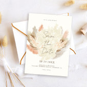 Simple Modern Rustic Pampas Grass Wedding セーブザデート