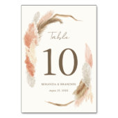 Simple Modern Rustic Pampas Grass Wedding テーブルナンバー (正面)