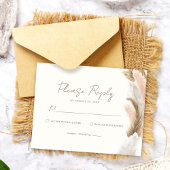 Simple Modern Rustic Pampas Grass Wedding 出欠カード