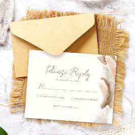 Simple Modern Rustic Pampas Grass Wedding 出欠カード