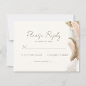 Simple Modern Rustic Pampas Grass Wedding 出欠カード (正面)