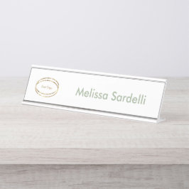 simple modern sage green business logo custom デスクネームプレート