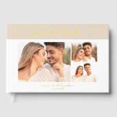 Simple Modern Sand Beige Handwritten Script Photo ゲストブック (正面)