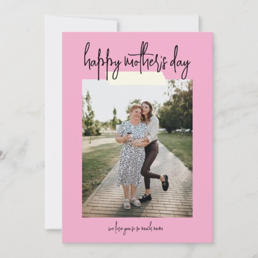 Simple Modern Script 2 Photo Happy Mother's Day カード (正面)