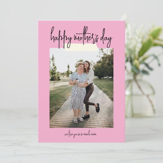 Simple Modern Script 2 Photo Happy Mother's Day カード (スタンド正面)