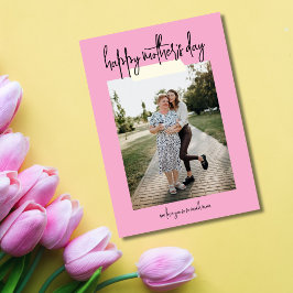 Simple Modern Script 2 Photo Happy Mother's Day カード