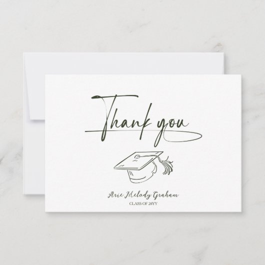 Simple Modern Script Graduation サンキューカード (正面)