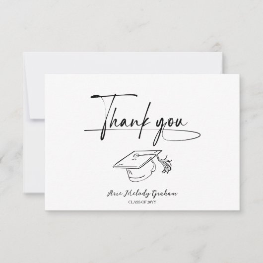 Simple Modern Script Graduation サンキューカード (正面)