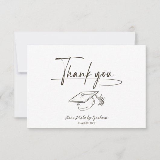 Simple Modern Script Graduation サンキューカード (正面)