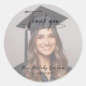 Simple Modern Script Graduation Thank You ラウンドシール (正面)