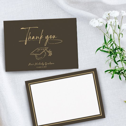 Simple Modern Script Graduation Thank You Card サンキューカード