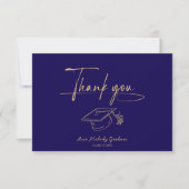 Simple Modern Script Graduation Thank You Card サンキューカード (正面)