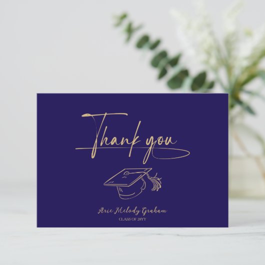 Simple Modern Script Graduation Thank You Card サンキューカード (スタンド正面)