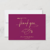 Simple Modern Script Graduation Thank You Card サンキューカード (正面)