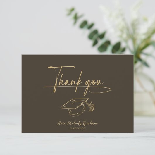Simple Modern Script Graduation Thank You Card サンキューカード (スタンド正面)