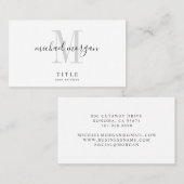 Simple Modern Script Monogram 名刺 (正面/裏面)