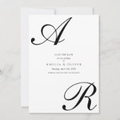 Simple Modern Script Monogram Wedding セーブザデート (正面)
