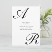 Simple Modern Script Monogram Wedding セーブザデート (スタンド正面)