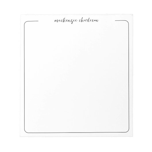 Simple Modern Script Personalized Name Notepad ノートパッド (正面)