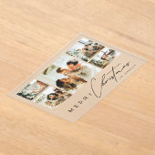 Simple Modern Script Photo Collage Christmas Card アクリル招待状 (レイダウン)
