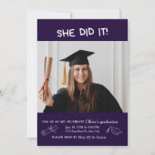 Simple Modern Script Photo Portrait Graduation 招待状 (正面)