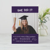 Simple Modern Script Photo Portrait Graduation 招待状 (スタンド正面)