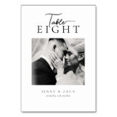 Simple Modern Script Wedding Photo テーブルナンバー (正面)