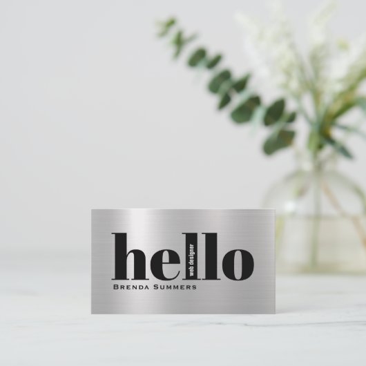 Simple Modern Silver & White Background  名刺 (スタンド正面)