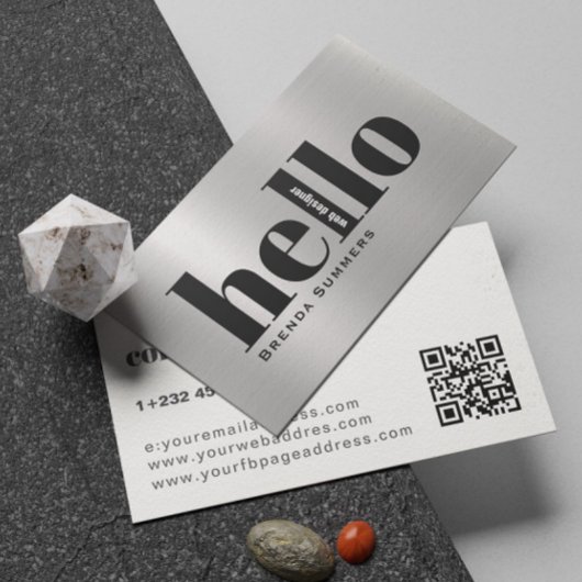 Simple Modern Silver & White Background  名刺