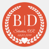 Simple Modern Spicy Burnt Orange Monogram Wedding ラウンドシール (正面)
