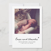 Simple Modern Square Photo Baby Shower Thank You サンキューカード (正面)