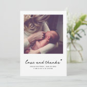 Simple Modern Square Photo Baby Shower Thank You サンキューカード (スタンド正面)